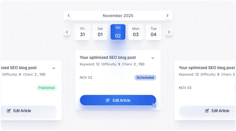 Auto Plan: 30-Day SEO Calendar